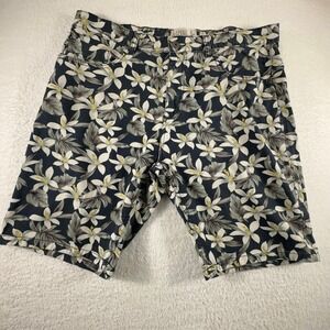 Free Planet Shorts 36 Floral Blue Navy Flat‎ Front Tropical